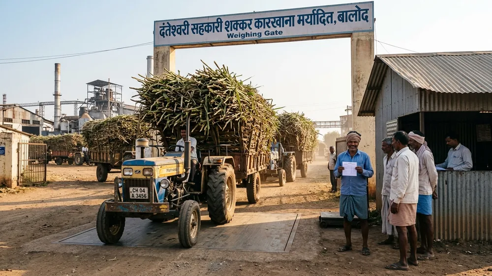 दंतेश्वरी सहकारी शक्कर कारखाना बालोद गन्ना तौल केंद्र